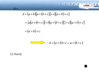 LOGO
       cbaccbabaA 
         cbaccbabcbaa 
  cba 
   cbacbaA 
(2) Duality
Also,
 