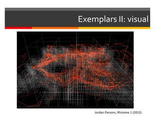 Exemplars II: visual
Jordan Parsons, Rhizome 1 (2012)
 