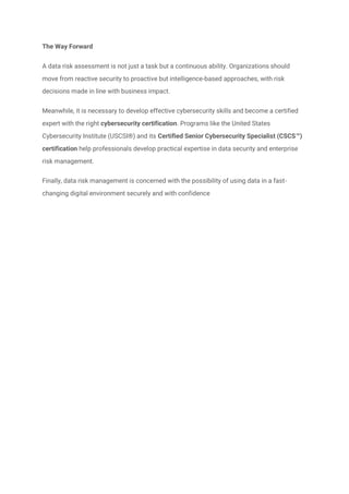 Data Risk Assessment in 2026: A Step-by-Step Practical Approach | PDF