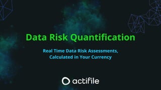 Data Risk Quantification
Real Time Data Risk Assessments,
Calculated in Your Currency
 