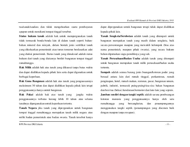 Data Rukun Warga (RW) Kumuh DKI Jakarta Tahun 2011