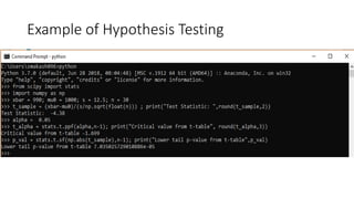 Example of Hypothesis Testing
 