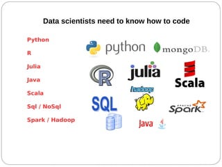 Data scientists need know machine learning &
software engineering.
 