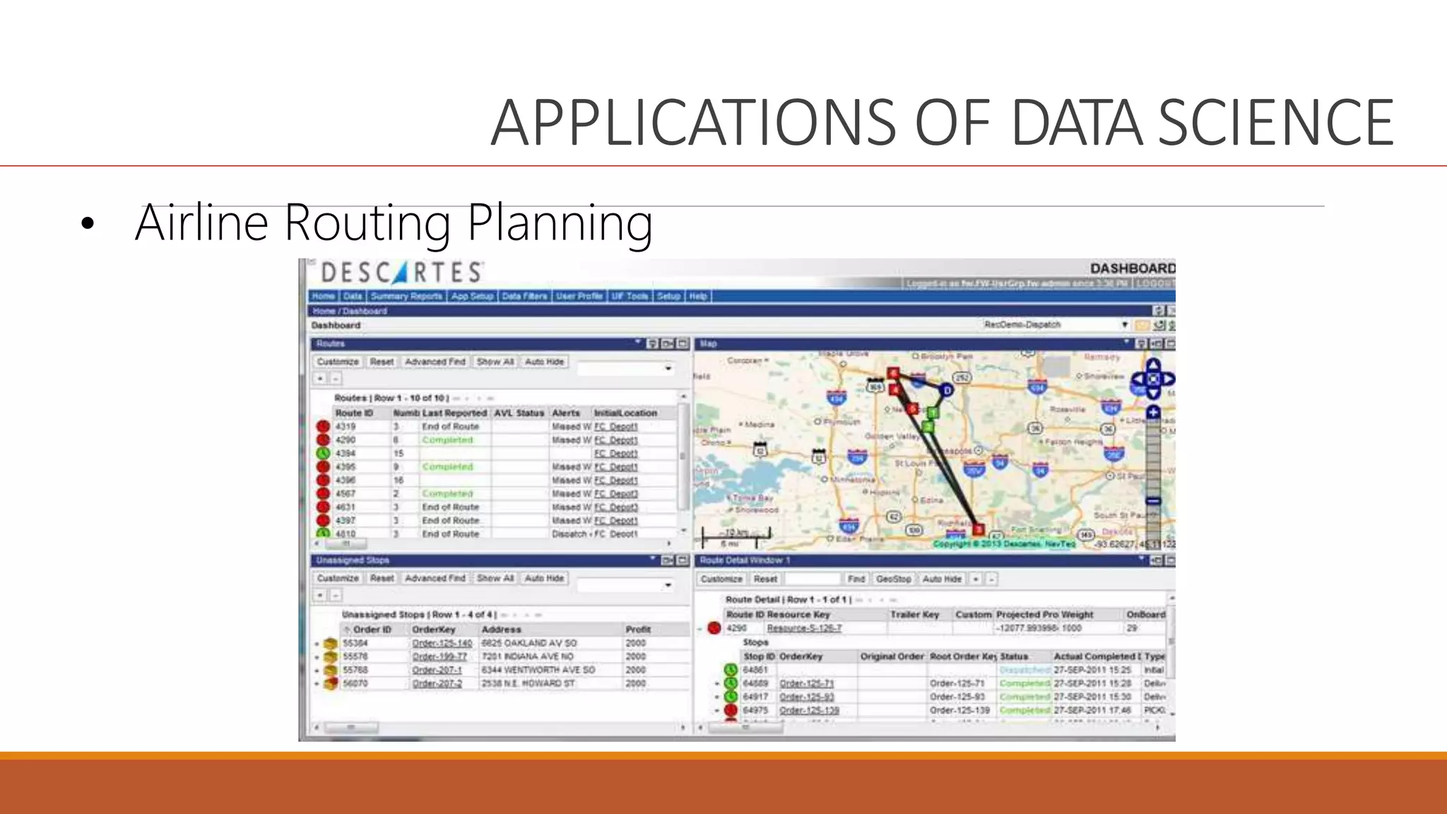 APPLICATIONS OF DATA SCIENCE
• Airline Routing Planning
 