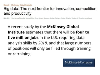 A recent study by the McKinsey Global
Institute estimates that there will be four to
five million jobs in the U.S. requiri...