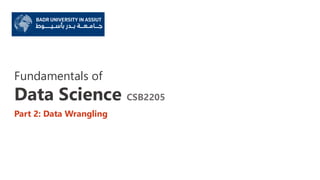 Fundamentals of Data Science CSB2205 Data Wrangling explained | PDF