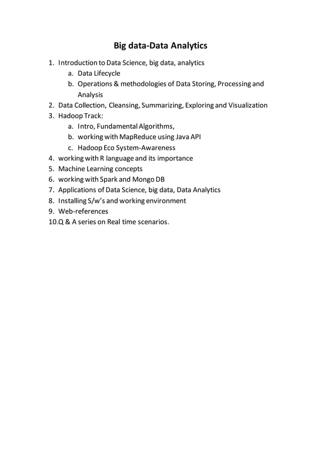 Data science suresh-trainer-contents | PDF