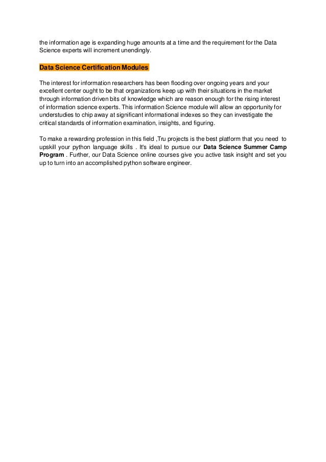 Data science summer internship program