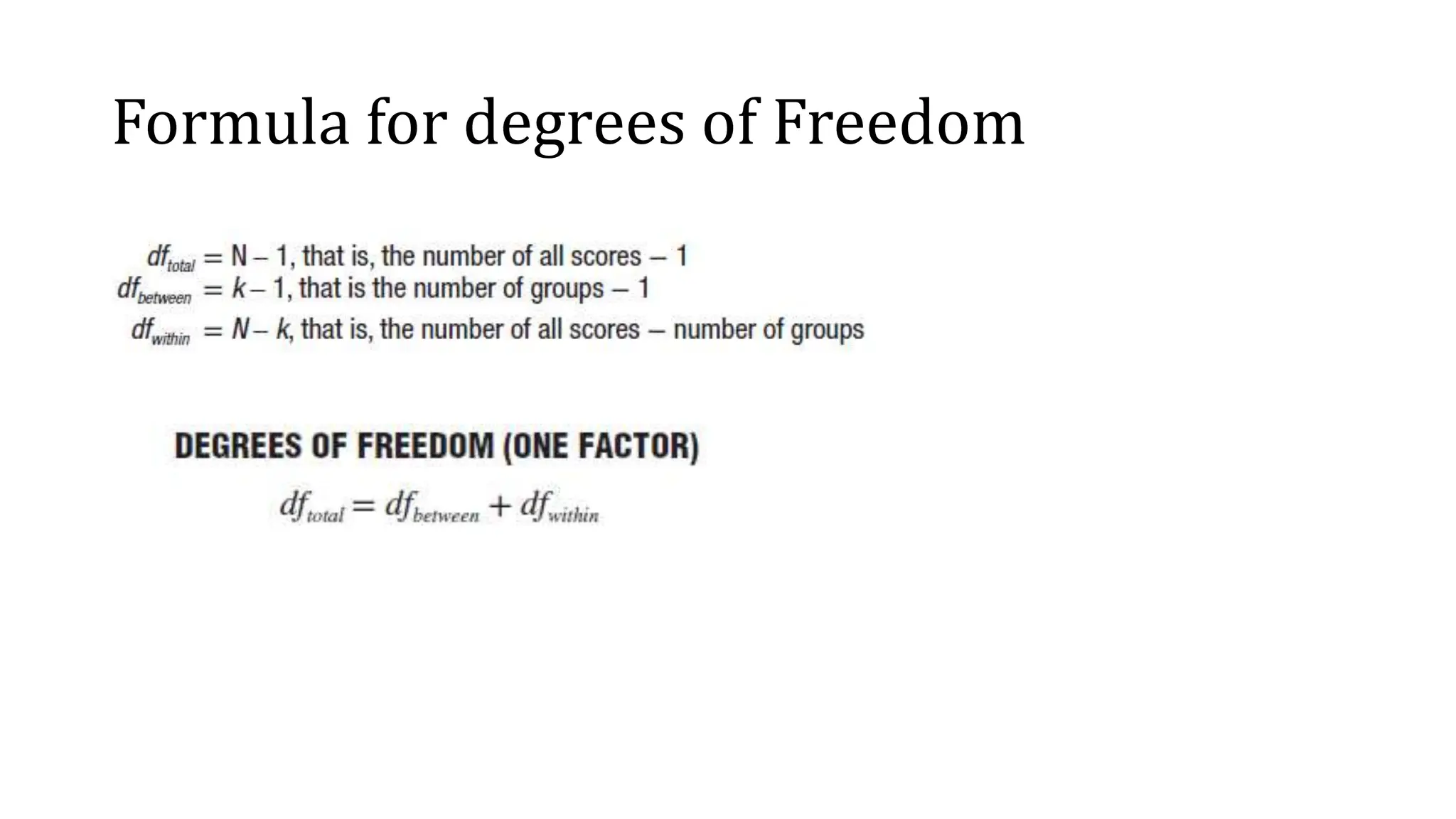 Formula for degrees of Freedom
