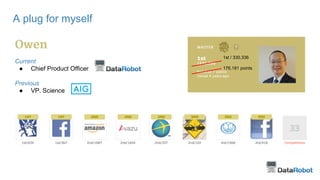 A plug for myself
Current
● Chief Product Officer
Previous
● VP, Science
1st / 330,336
176,181 points
 