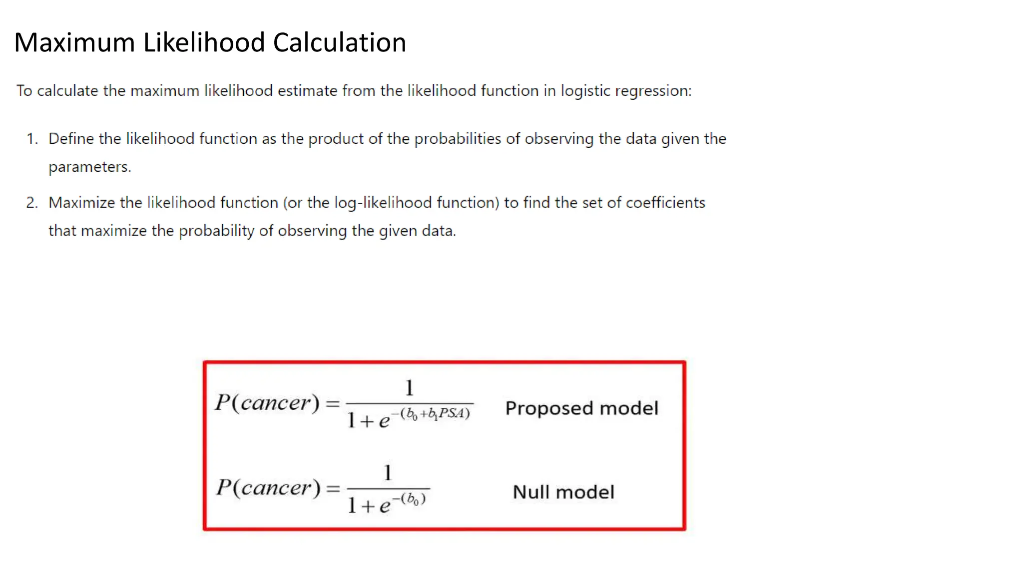Maximum Likelihood Calculation
 