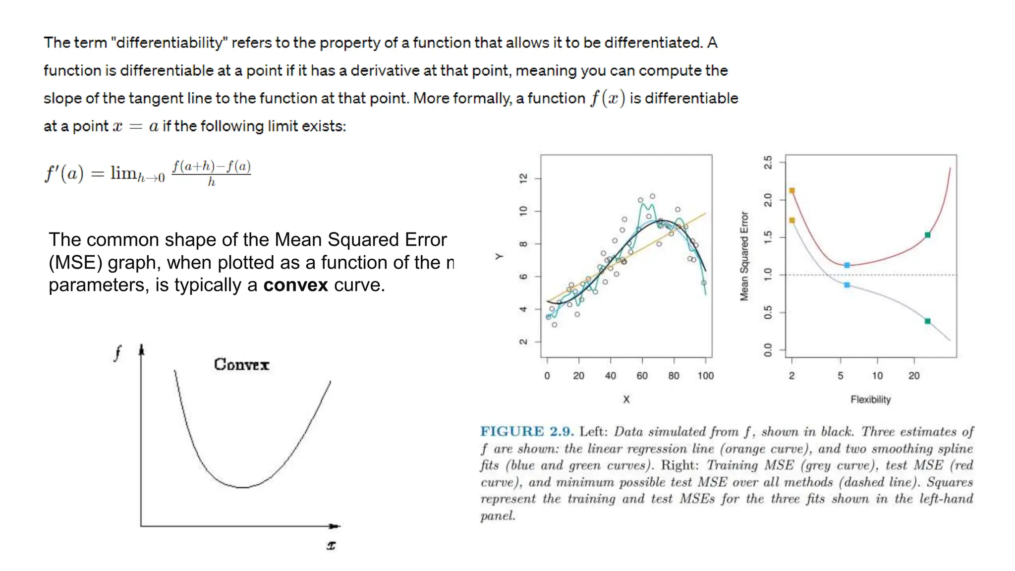 The common shape of the Mean Squared Error
(MSE) graph, when plotted as a function of the model
parameters, is typically a convex curve.
 
