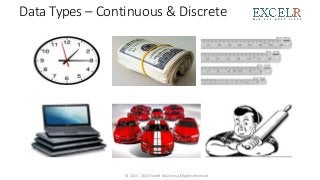 Data Types – Continuous & Discrete
© 2013 - 2016 ExcelR Solutions.All Rights Reserved
 