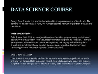 Data science course ppt | PPTX