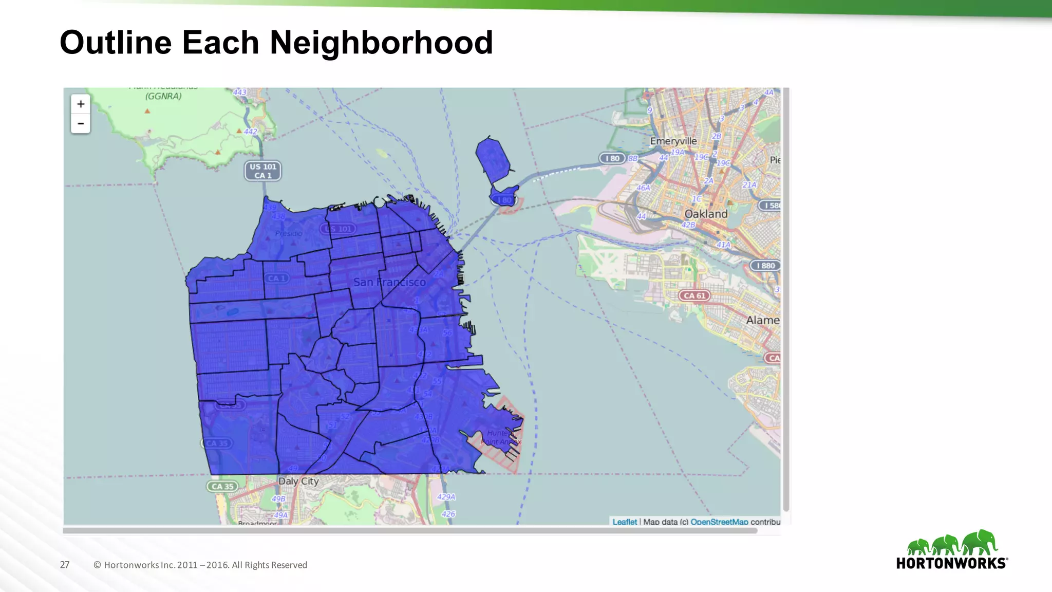 27 ©	Hortonworks	Inc.	2011	–2016.	All	Rights	Reserved
Outline Each Neighborhood
 