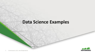 3 ©	Hortonworks	Inc.	2011	–2016.	All	Rights	Reserved
Data	Science	Examples
 