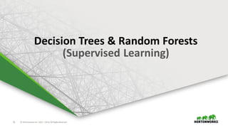 31 ©	Hortonworks	Inc.	2011	–2016.	All	Rights	Reserved
Decision	Trees	&	Random	Forests	
(Supervised	Learning)
 
