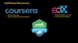 48 ©	Hortonworks	Inc.	2011	–2016.	All	Rights	Reserved
Additional Resources
• Machine	Learning
• Natural	Language	Processing	(NLP)
• Scalable	Machine	Learning
• Introduction	to	Statistics
 