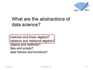 structs    stats




  “80% of analytics is sums and averages”
                                -- Aaron Kimball, wibidata
...
