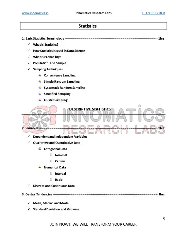 curriculum for data science