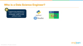 Who is a Data Science Engineer?
Strong SQL and big data
experience. Strong coding
skills with hands-on big data
experience...