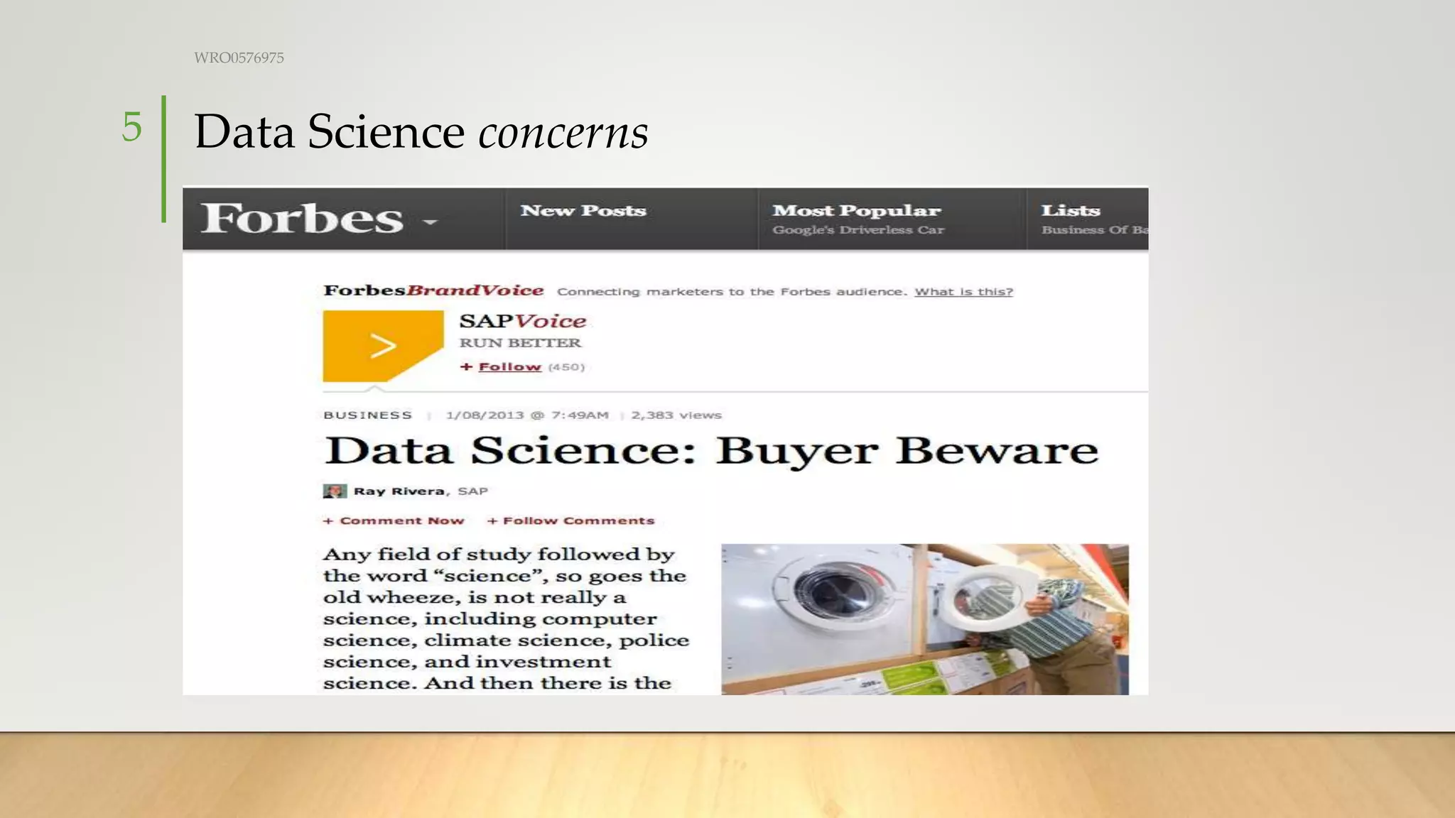 Data Science concerns
WRO0576975
5
 