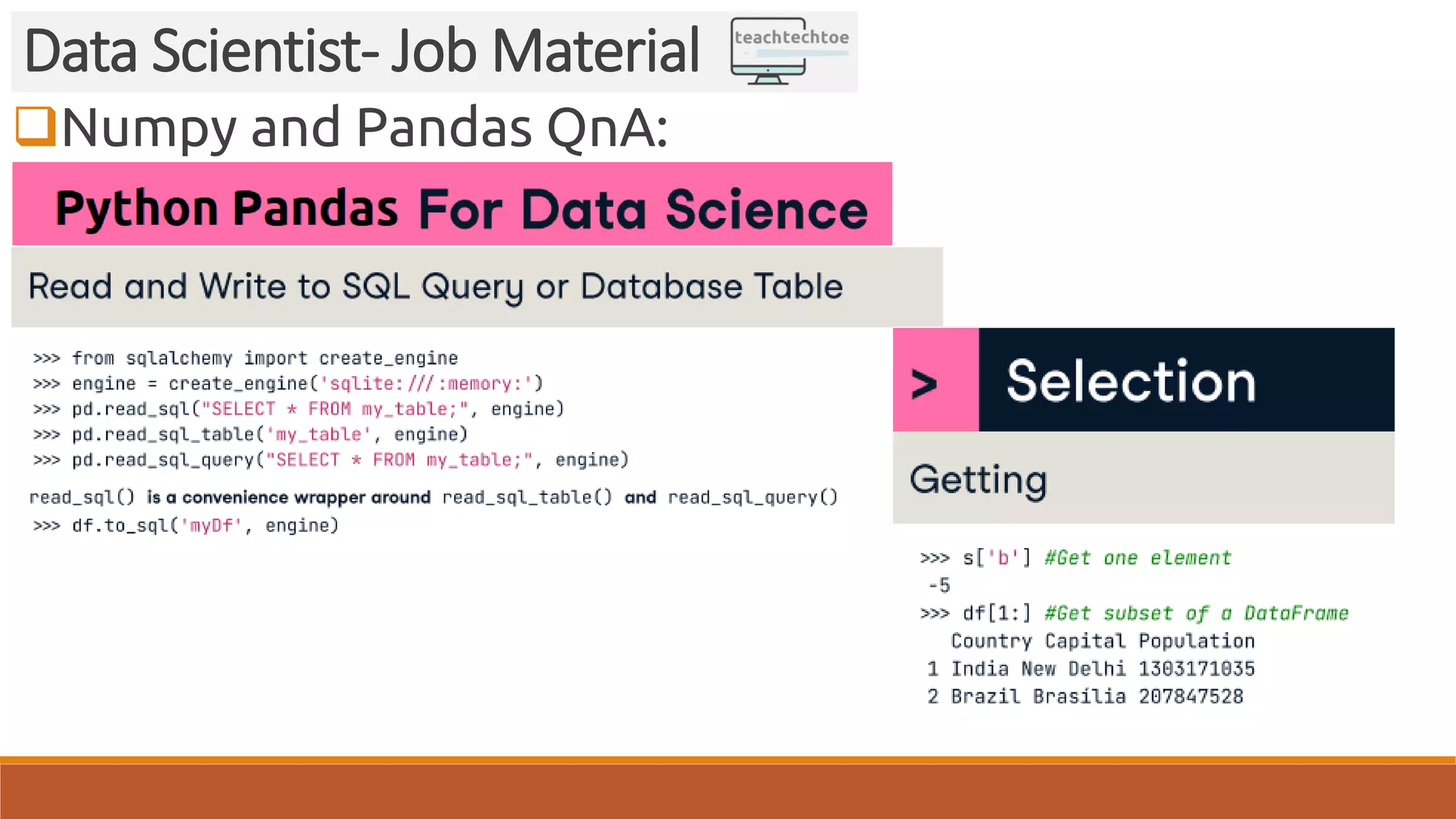 Numpy and Pandas QnA: Data Scientist- Job Material 