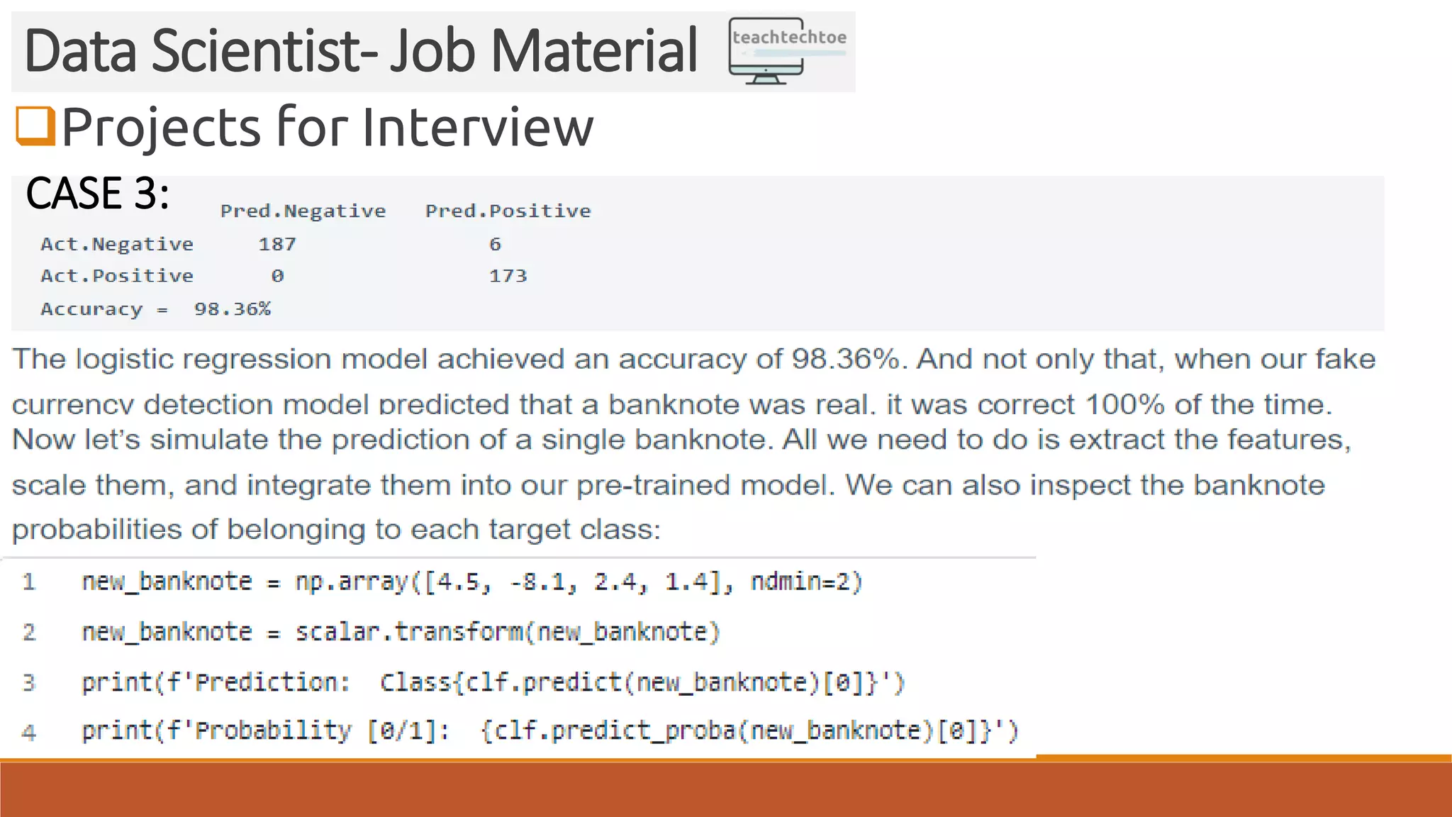 Projects for Interview Data Scientist- Job Material CASE 3: 