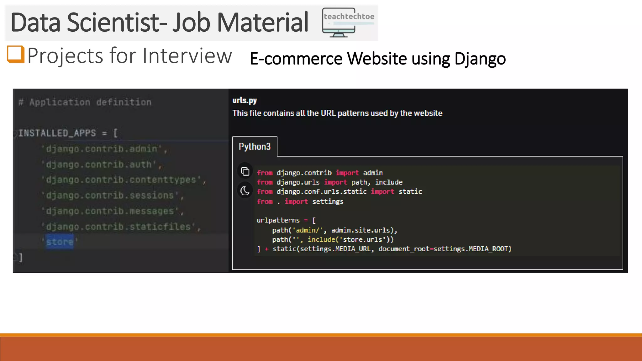Projects for Interview Data Scientist- Job Material E-commerce Website using Django 