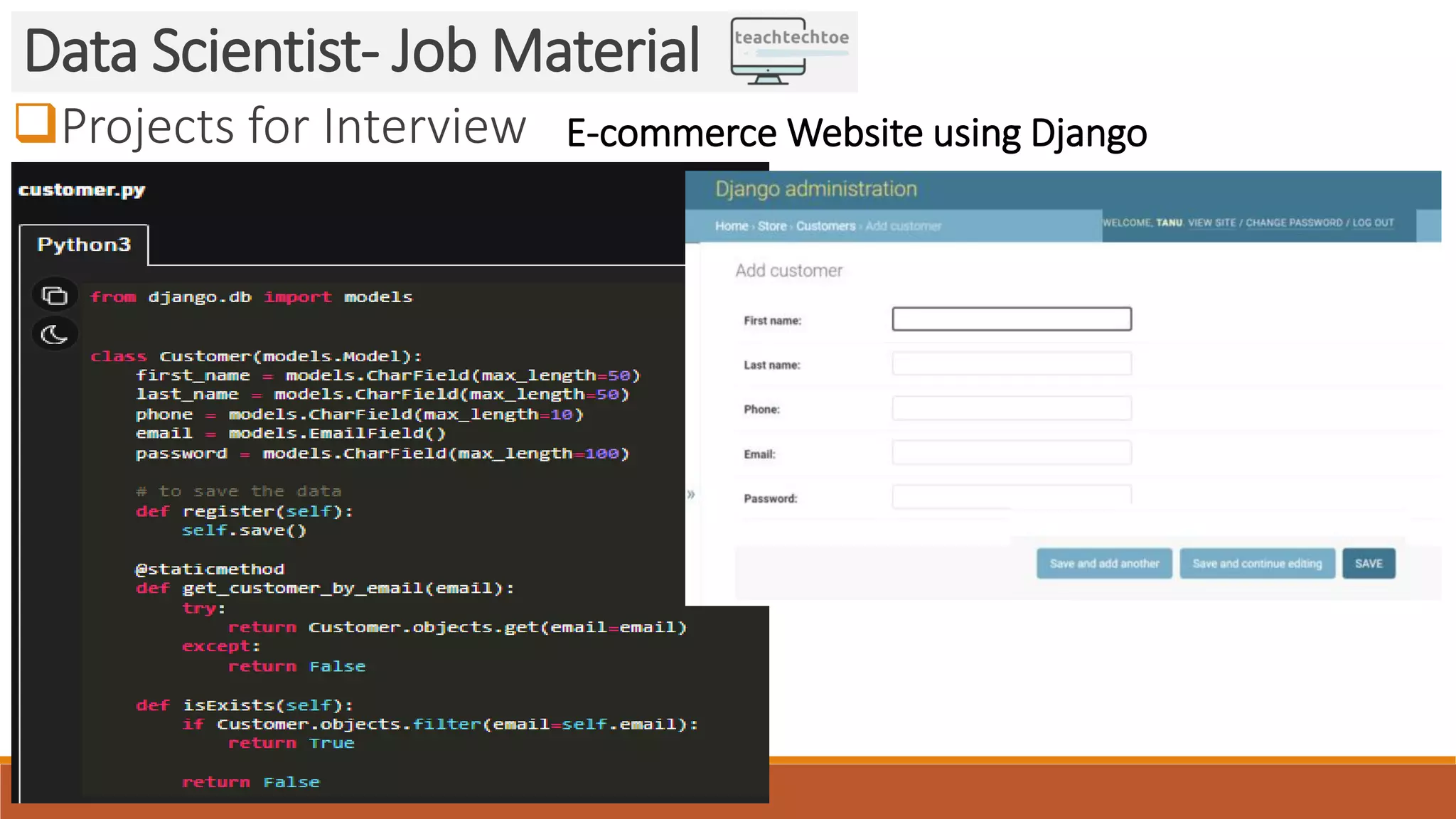 Projects for Interview Data Scientist- Job Material E-commerce Website using Django 