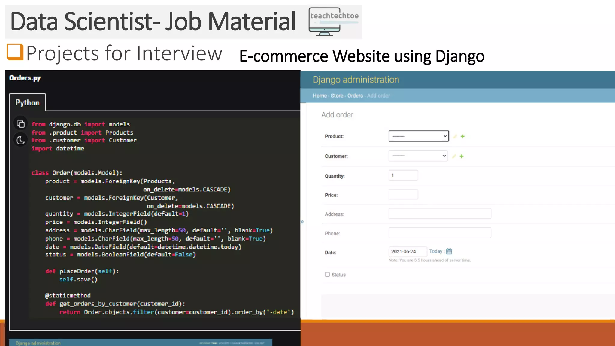 Projects for Interview Data Scientist- Job Material E-commerce Website using Django 