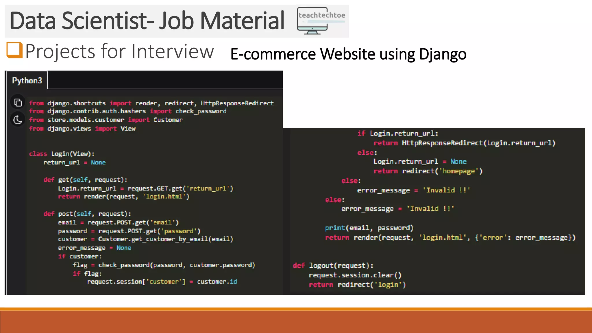 Projects for Interview Data Scientist- Job Material E-commerce Website using Django 