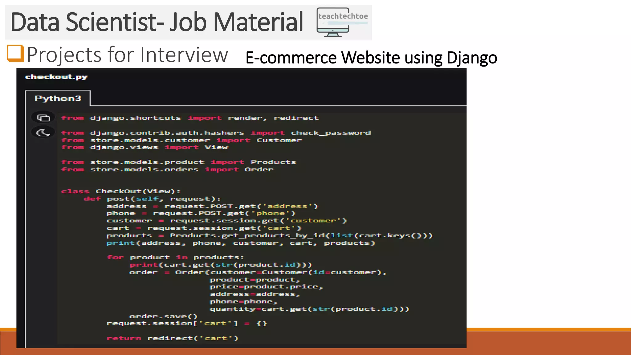 Projects for Interview Data Scientist- Job Material E-commerce Website using Django 