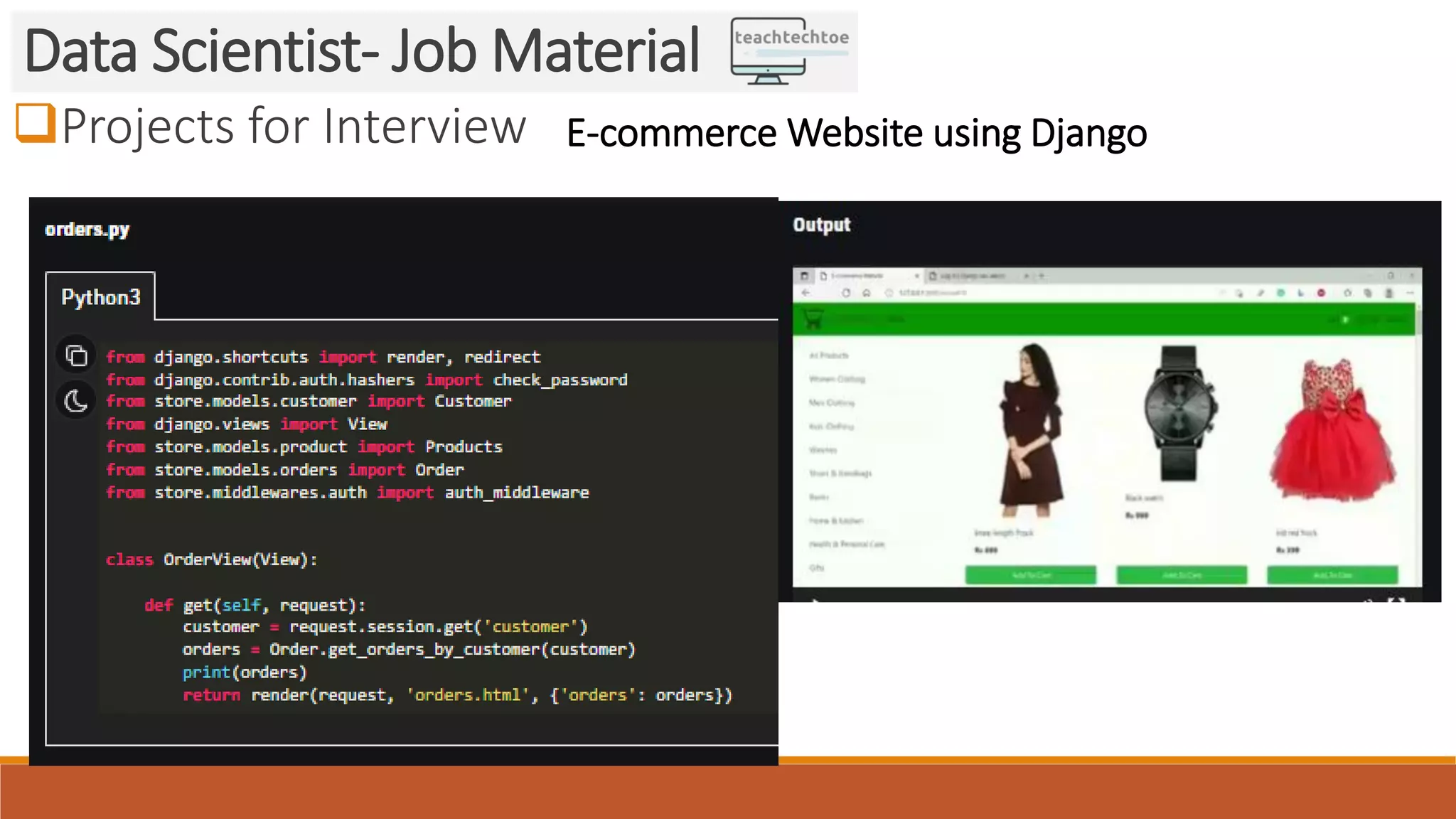 Projects for Interview Data Scientist- Job Material E-commerce Website using Django 