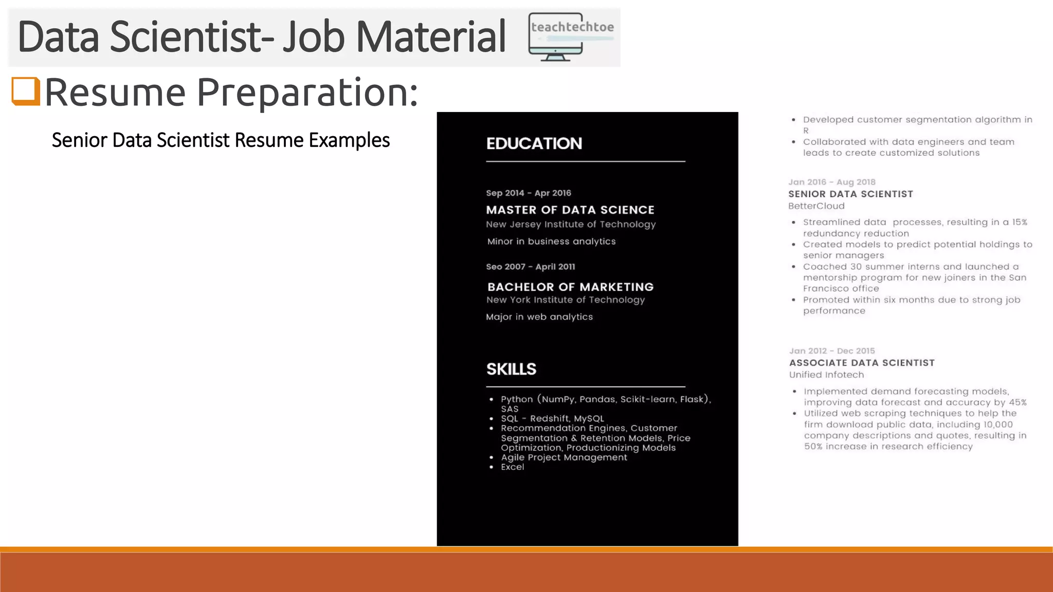 Resume Preparation: Data Scientist- Job Material Senior Data Scientist Resume Examples 