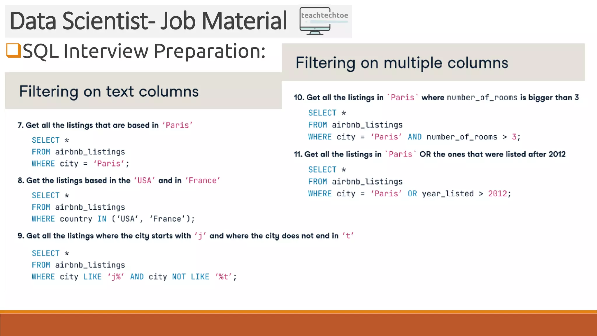 SQL Interview Preparation: Data Scientist- Job Material 