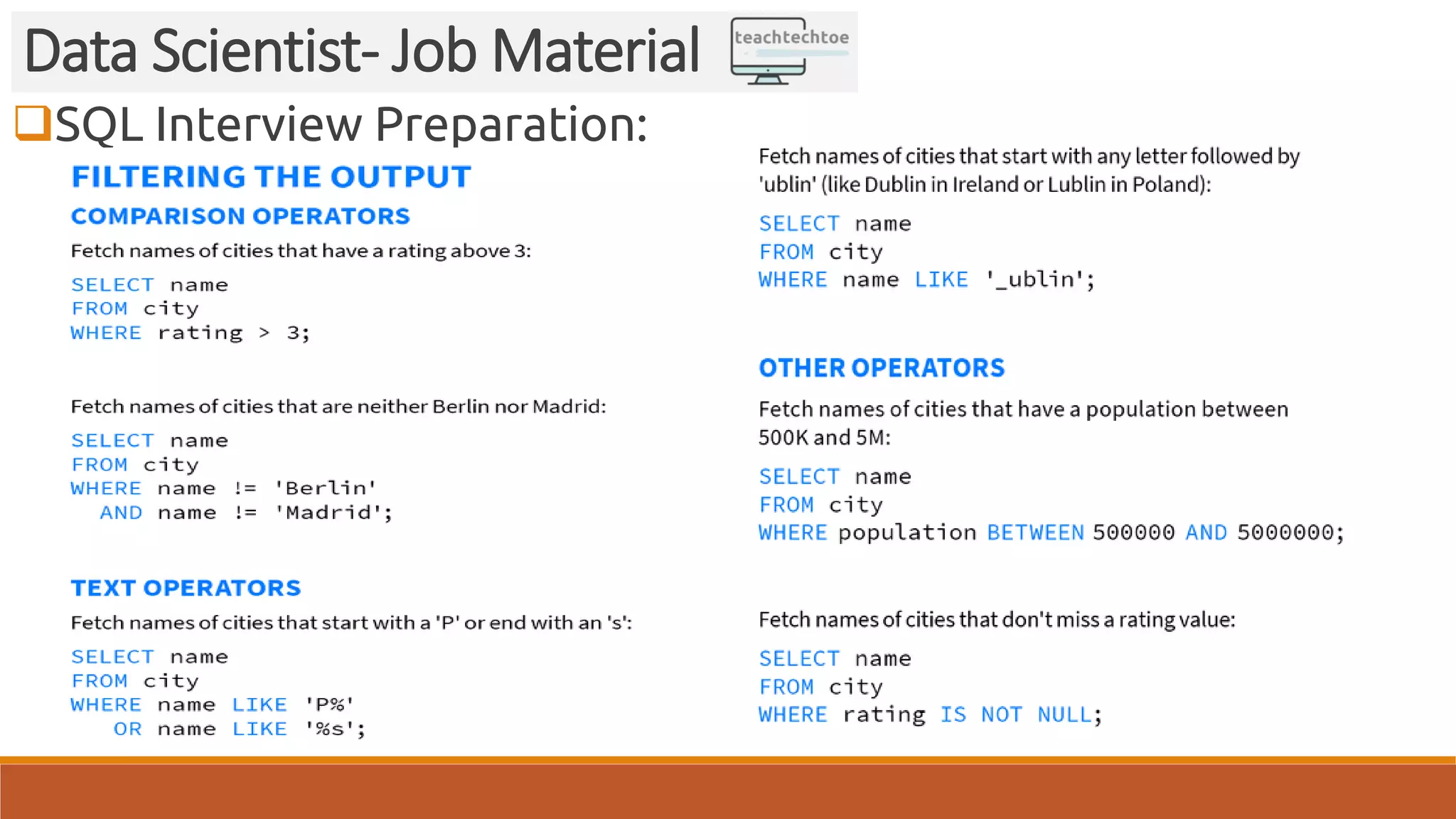 SQL Interview Preparation: Data Scientist- Job Material 