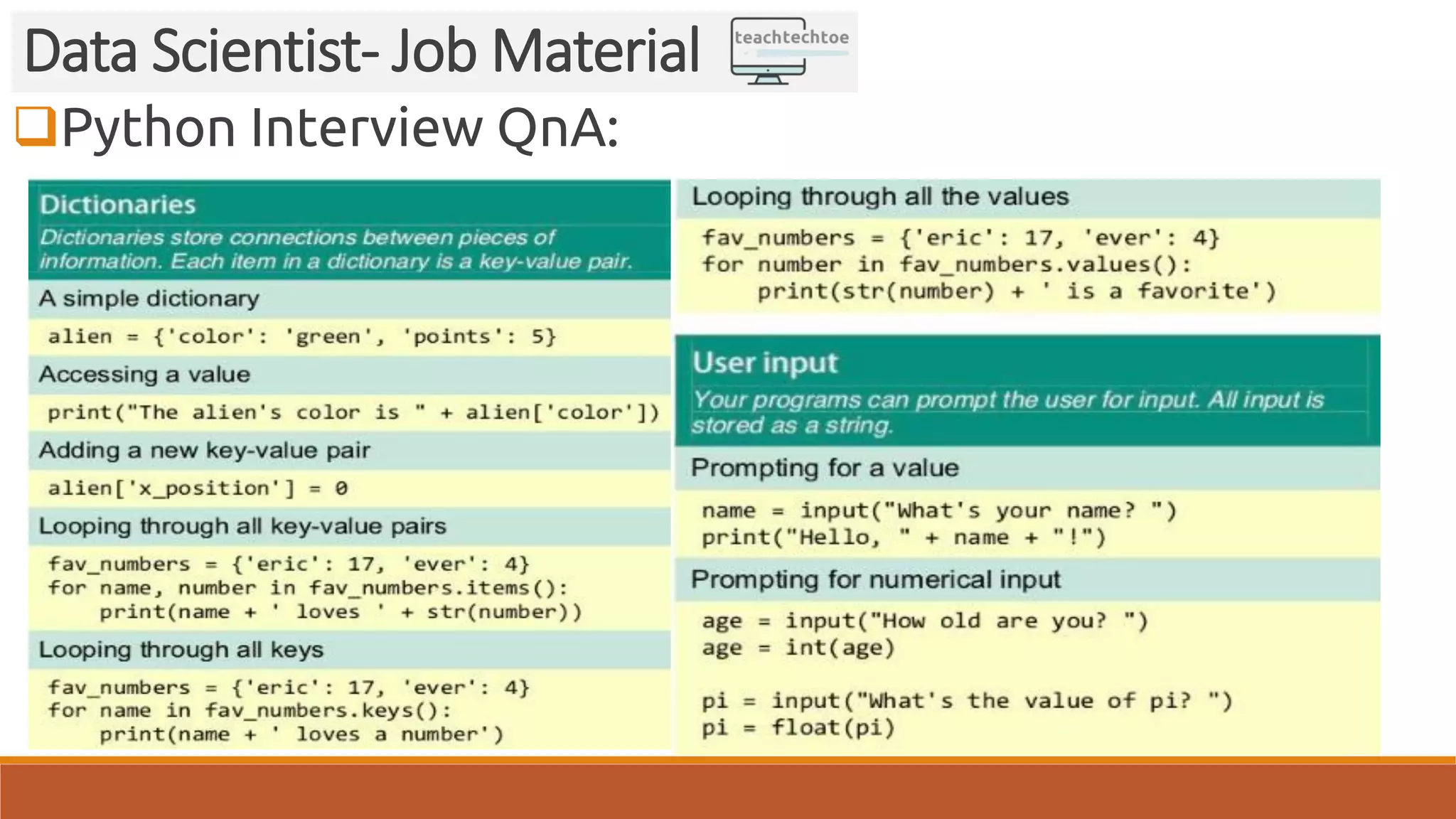 Python Interview QnA: Data Scientist- Job Material 
