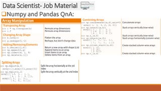 Numpy and Pandas QnA:
Data Scientist- Job Material
 