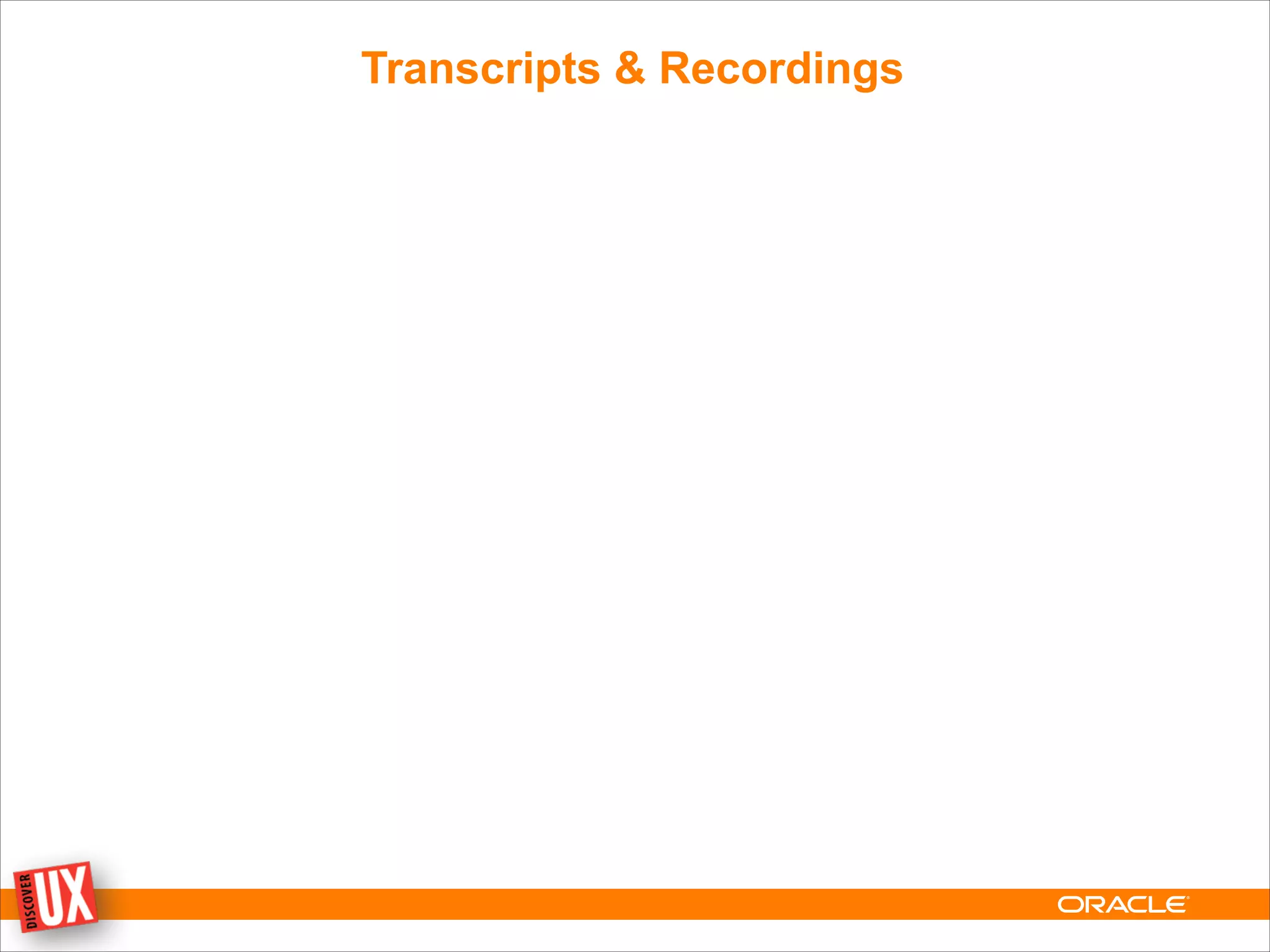 Transcripts & Recordings
 