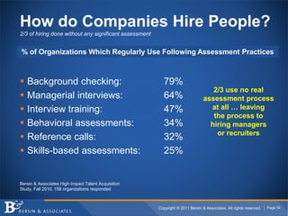 Copyright © 2011 Bersin & Associates. All rights reserved. Page 34
How do Companies Hire People?
2/3 of hiring done withou...