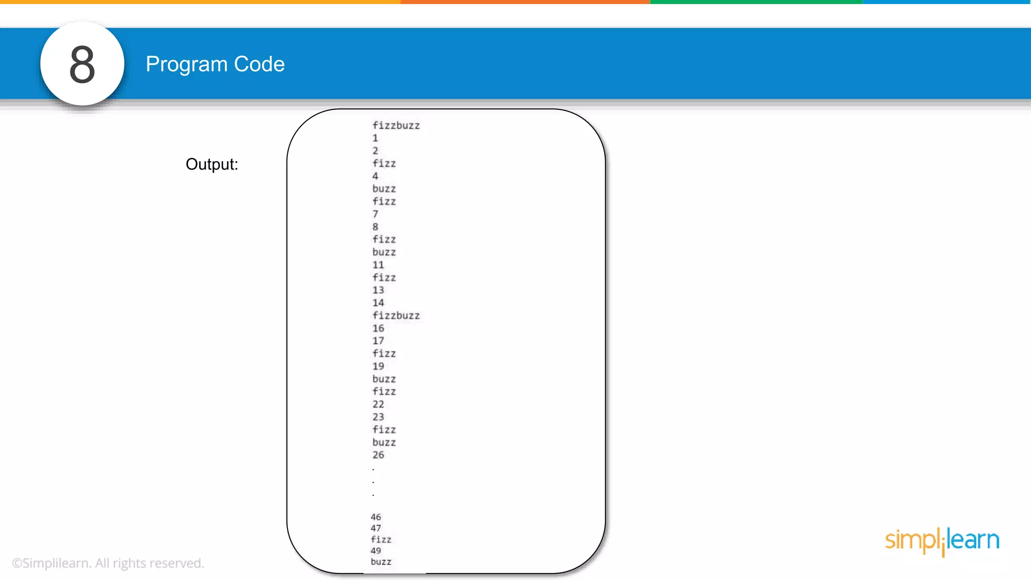 8 Program Code Output: . . . 