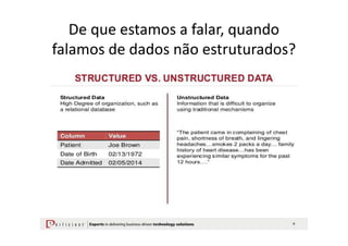 De que estamos a falar, quando
falamos de dados não estruturados?
 