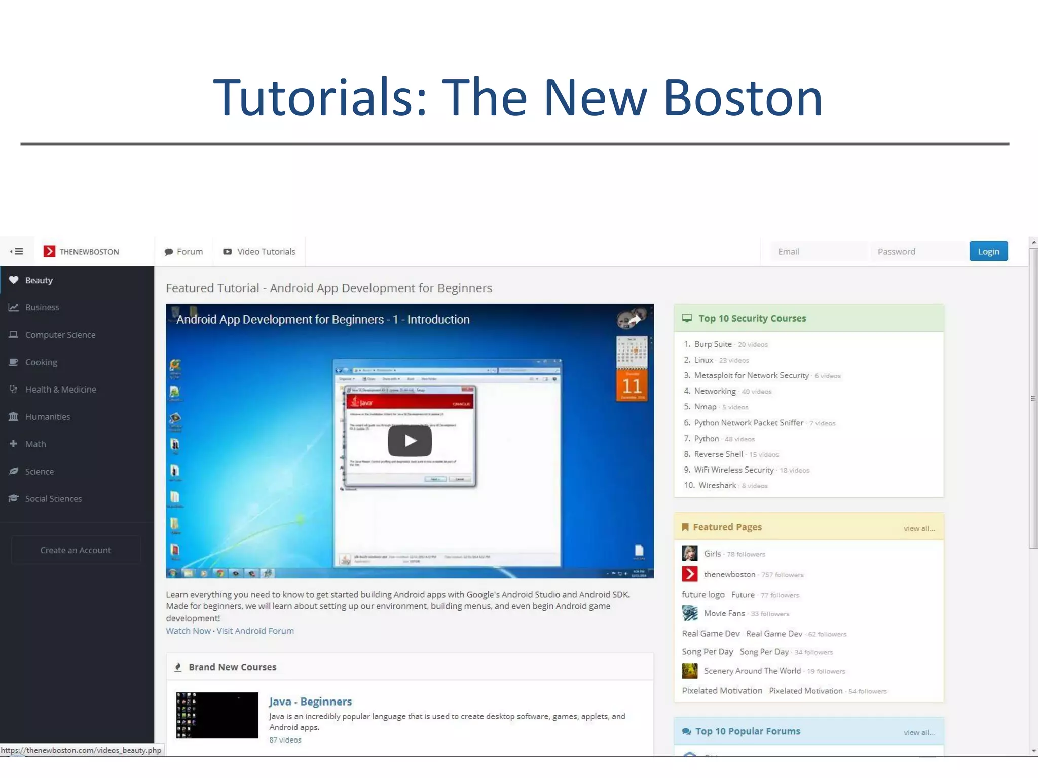 Tutorials: The New Boston
 