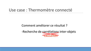 Use case : Thermomètre connecté
Comment améliorer ce résultat ?
-Recherche de corrélations inter-objets
causalités
 