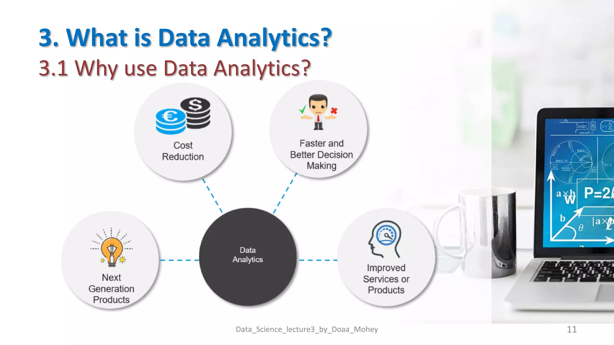 3. What is Data Analytics?
3.1 Why use Data Analytics?
Data_Science_lecture3_by_Doaa_Mohey 11
 