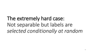 The extremely hard case:
Not separable but labels are
selected conditionally at random
36
 