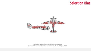 Selection Bias
Abraham Wald's Work on Aircraft Survivability
Journal of the American Statistical Association Vol. 79, No. 386 (Jun., 1984)
 