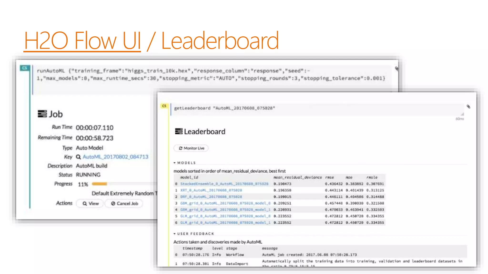 • H2O AutoML
H2O Flow UI