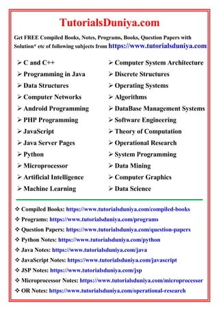 Data science question paper 2018   tutorialsduniya.com